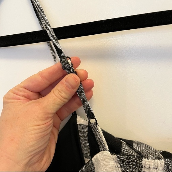 Linen Cotton Blend Black & White Cropped Wide Leg Romper, Retro, FOREST LILY 4 - Picture 8 of 12